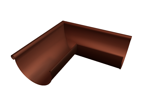 Угол полукруглого желоба Prefa внешний, 333 мм, орехово коричневый
