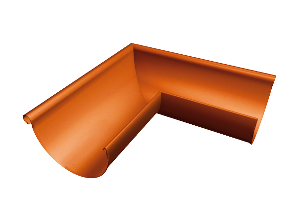 Угол полукруглого желоба Prefa внешний, 333 мм, кирпично красный RAL 8004