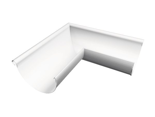 Угол полукруглого желоба Prefa внутренний, 333 мм, белый