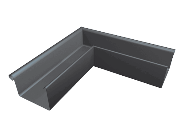 Угол прямоугольного желоба Prefa внешний, 333 мм, темно-серый RAL 7016