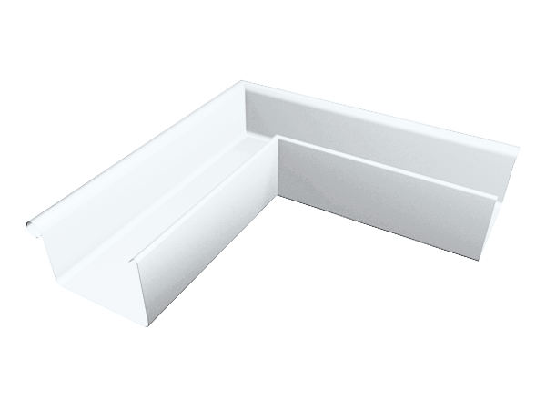 Угол прямоугольного желоба Prefa внешний, 333 мм, белый